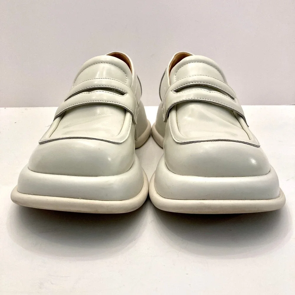 Beau Today Platform Penny Loafers Womens 8.5 (250 mm) White‎ Leather Chunky